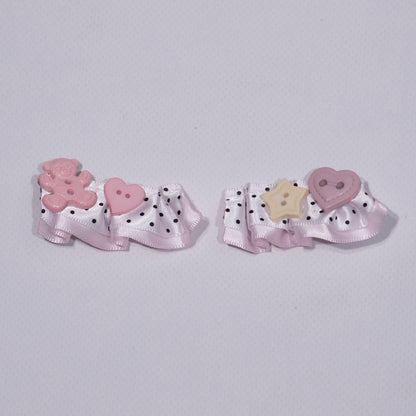 Button x Ribbon : Hair Clip